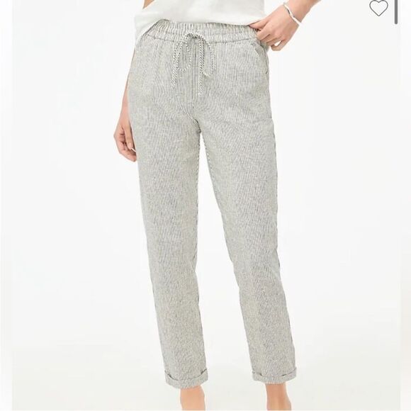 J Crew Striped linen-cotton blend drawstring pant Size P2 - Picture 1 of 15